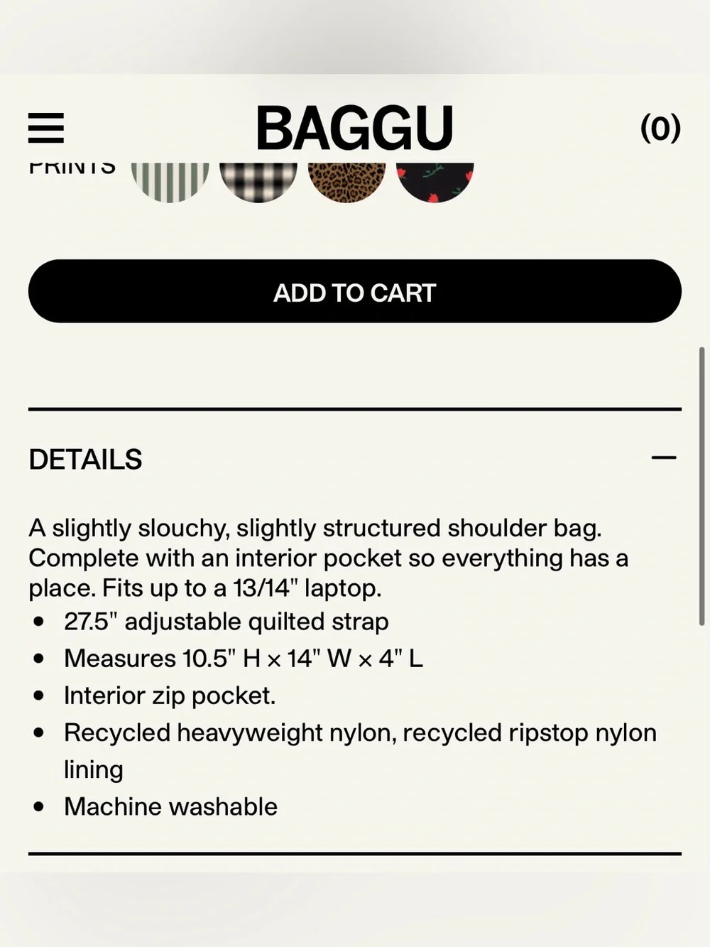Baggu Nylon Shoulder Bag in Cocoa - Picture 5 of 5
